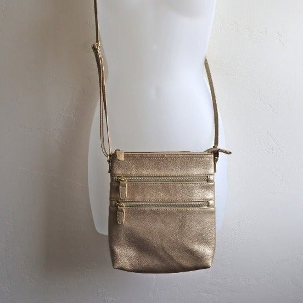 Metallic Gold Crossbody Sling Bag, Women's Shiny Purse Handbag
